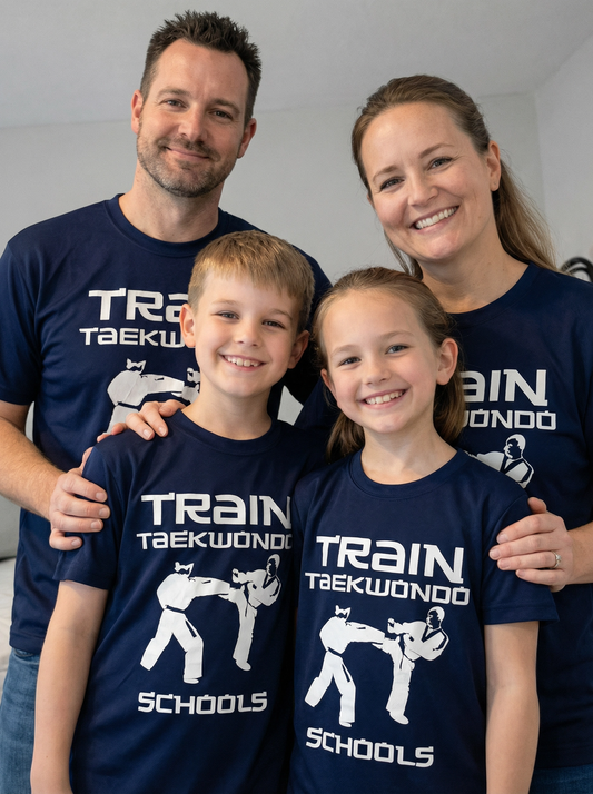 Train Taekwondo School Design Club T-Shirt Navy